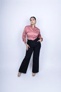 Ruched sleeve crop shirt